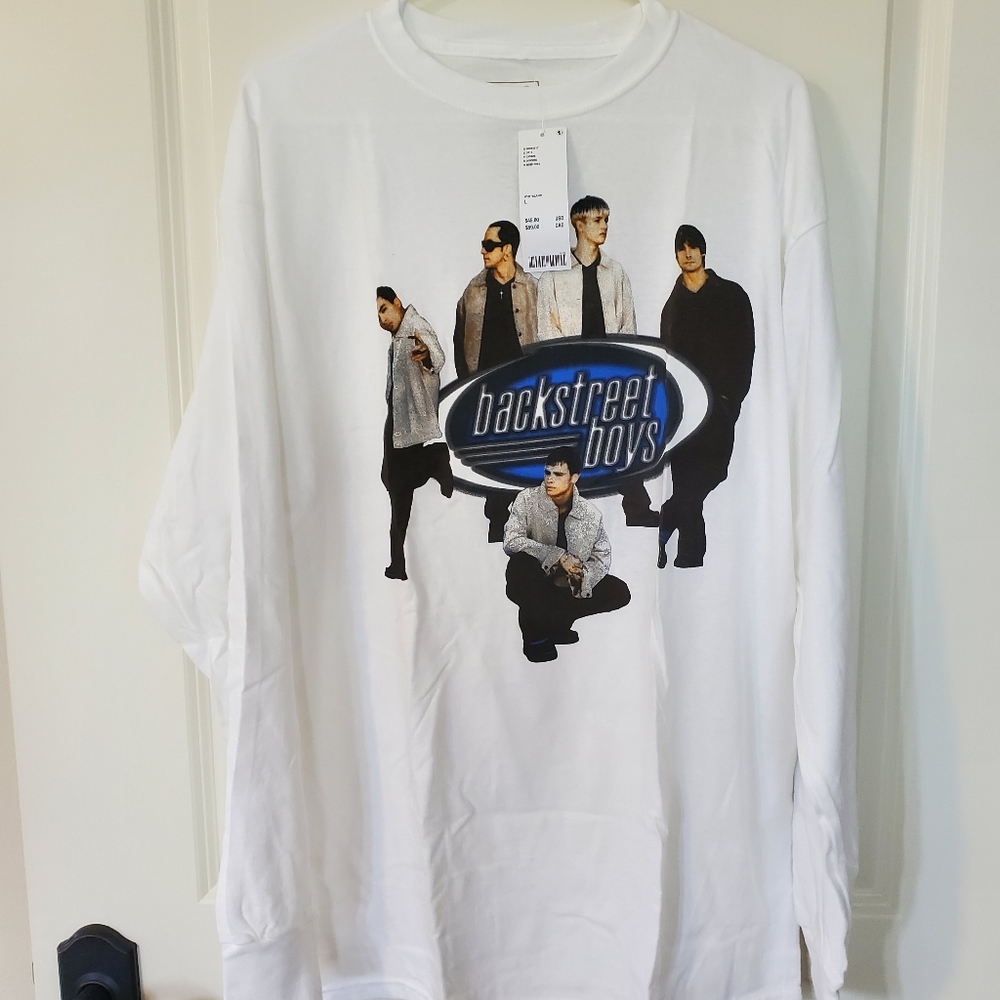 NWT Backstreet Boys men's white long sleeve graphic shirt sz M and L UO